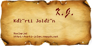 Kürti Jolán névjegykártya